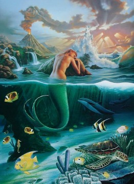 大衆的なファンタジー Painting - 人魚の夢のファンタジー